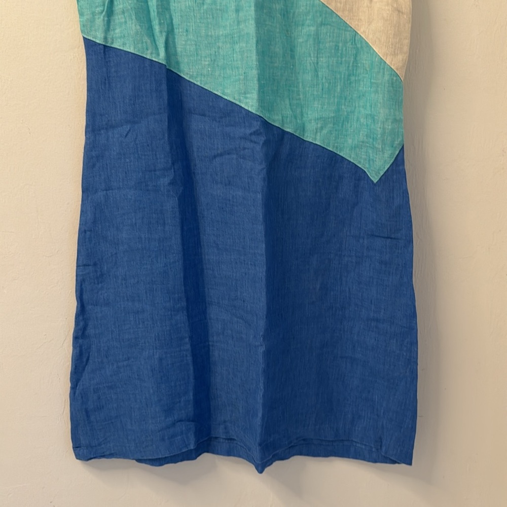 Mario Romano Linen Shift Dress Size Small Sleeveless Colorblock Made in Italy - Picture 4 of 11